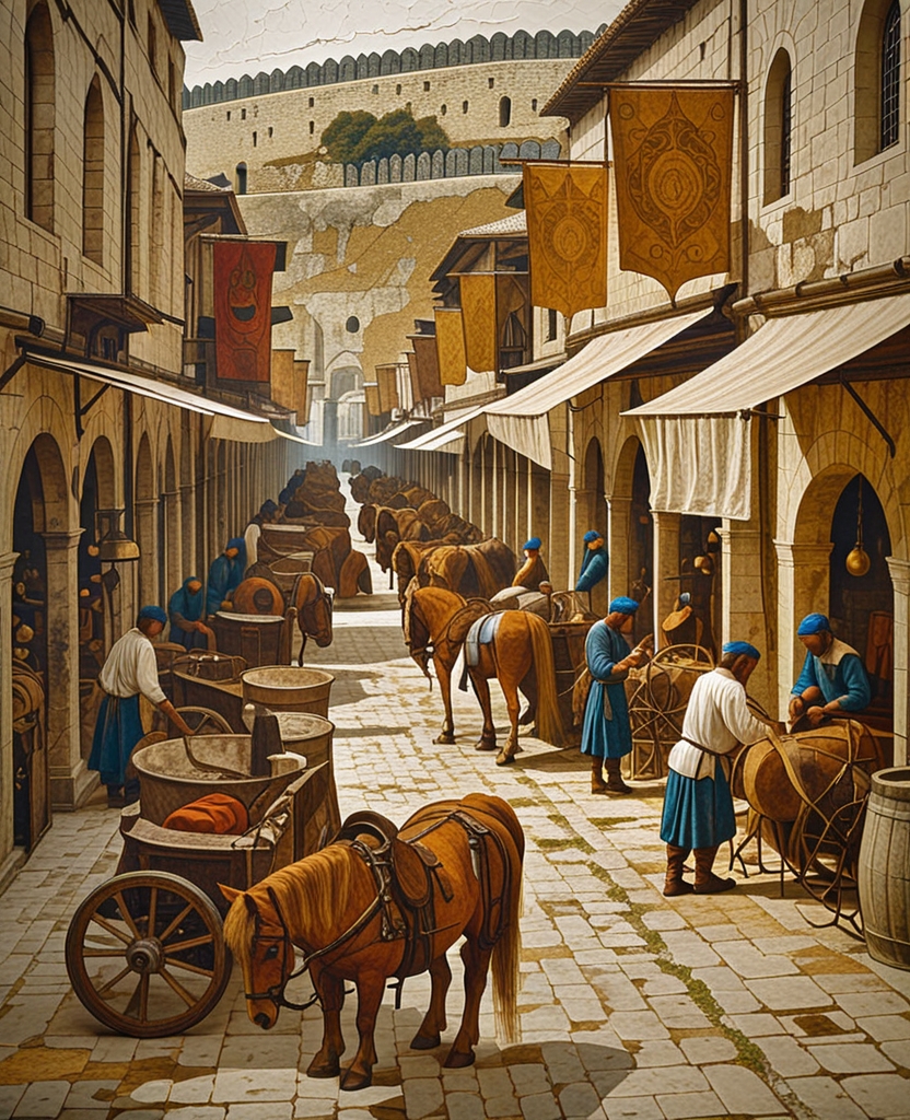 I walked by shops that dealt in carriages and wheels and passed iron smiths, saddlers, harness makers and farriers on my way toward the walls of the city.