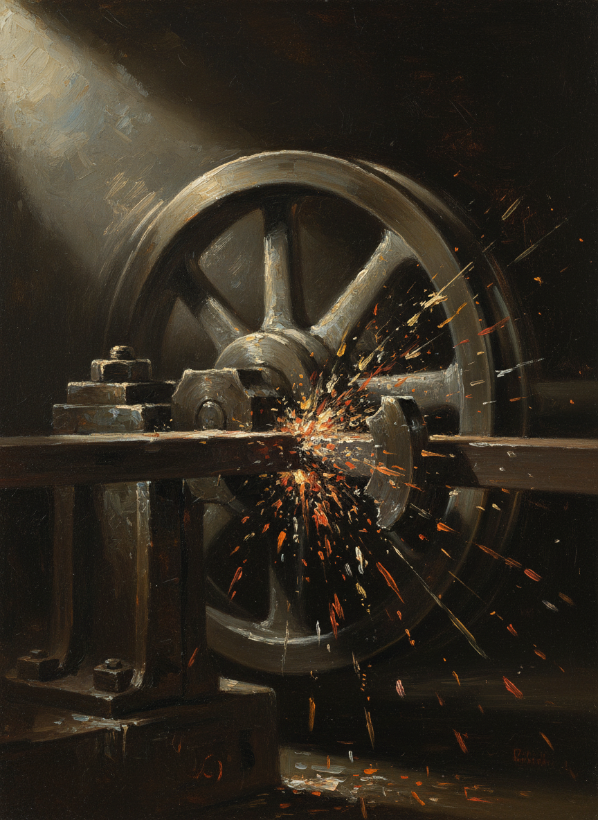 Up and down they roared, louder than a passing train as they chewed through iron as thick as a man’s arm.