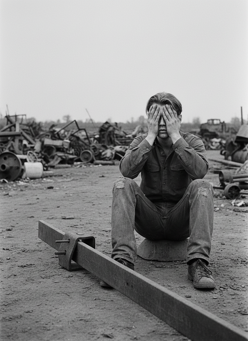 He was cracked in the head many times when a length of iron bucked at an unexpected angle.