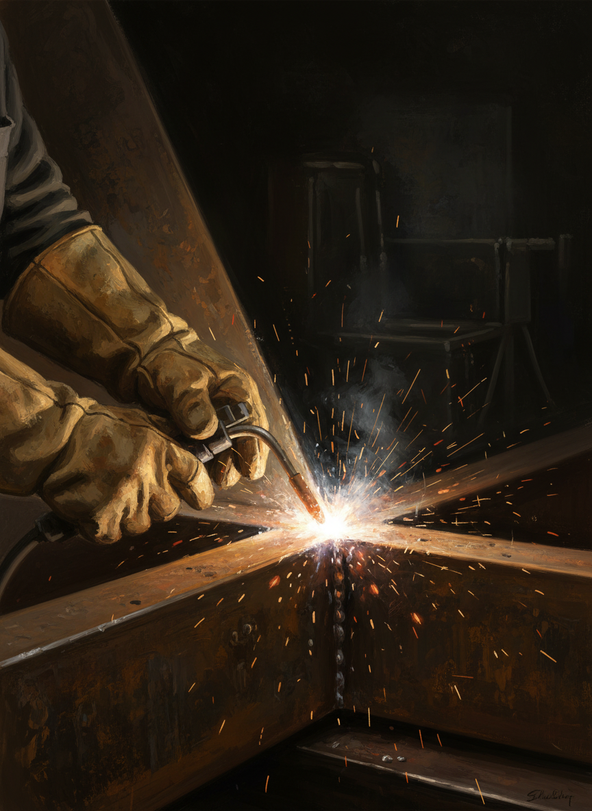 Shawn designed and welded the main frame—the massive beams that formed the skeleton of the building.