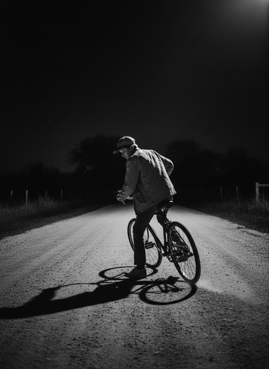 Shawn yanked his hat down on his head, spun the bike around and charged down the empty street.