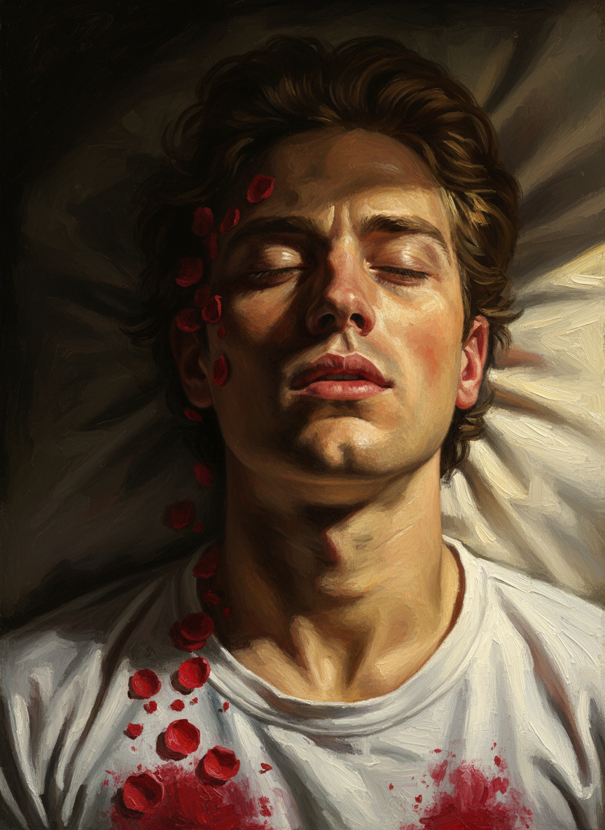 For a second that contained an hour, I stared at my brother, watching the blood trickle out of his temple and down his right cheek, pouring over his ear and onto his white T-shirt.