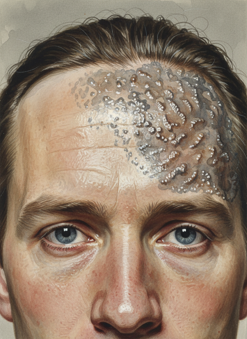 It looked as though his temple had been dragged on the asphalt, scraping away skin, then bone.