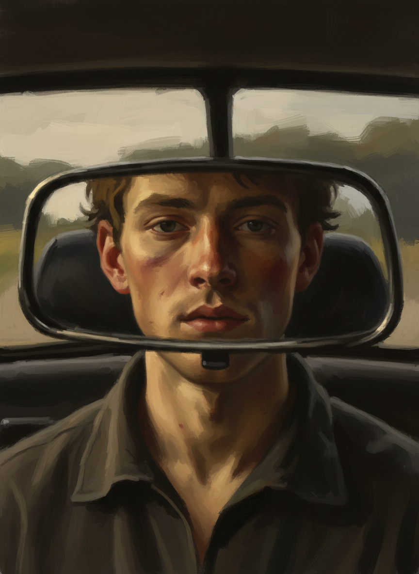 I checked my rearview mirror to pull onto the highway, then reached up and shoved the mirror downward so it reflected Shawn’s face, blank and bloodied.