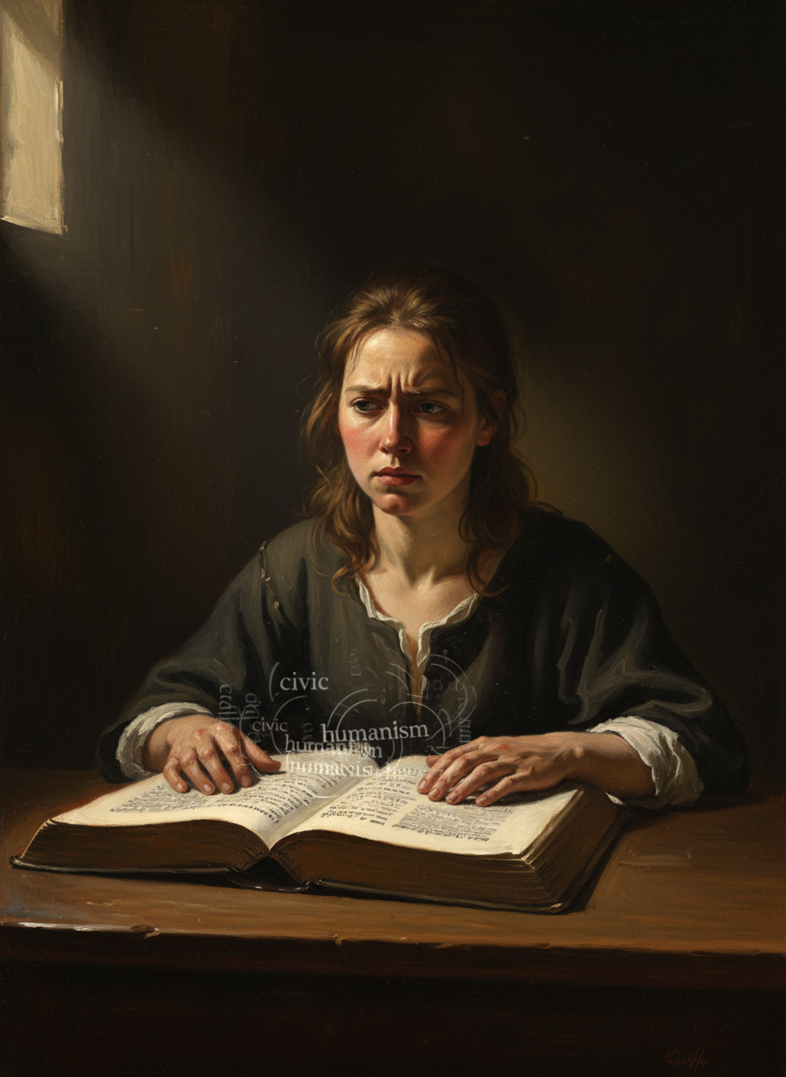 For two days I tried to wrestle meaning from the textbook’s dense passages, but terms like “civic humanism” and “the Scottish Enlightenment” dotted the page like black holes, sucking all the other words into them.