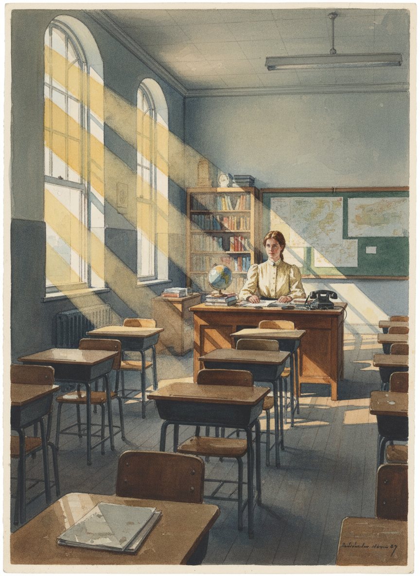 The classroom was bright when I arrived, the morning sun pouring in warmly through a high wall of windows.