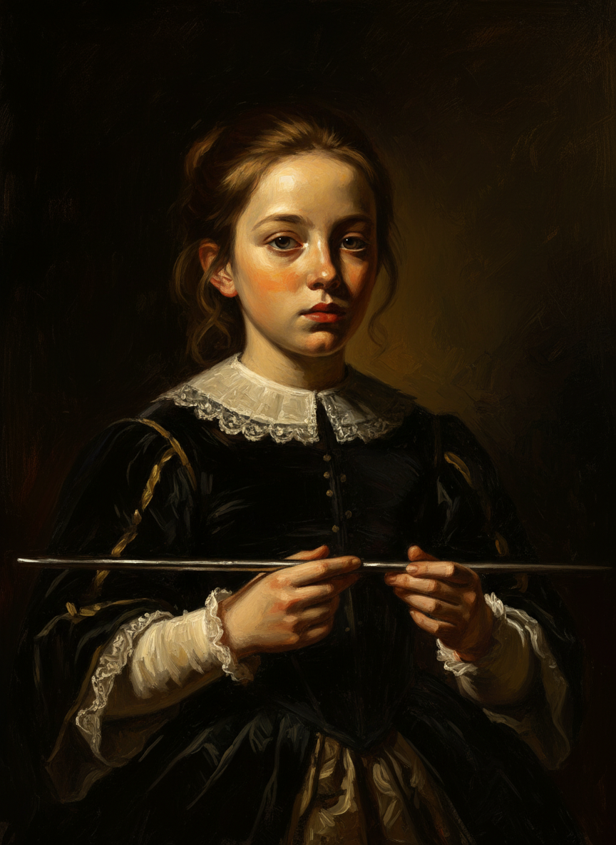 I stared at the image, that of a young girl calmly drawing a sword toward her body, pulling the blade through a man’s neck as she might have pulled a string through cheese.