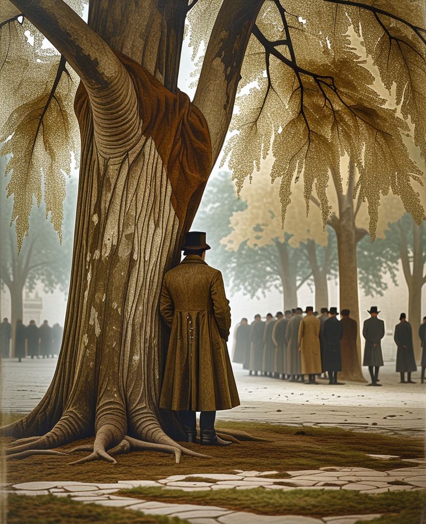 I hid behind a plane tree until the funeral ended to avoid drawing more attention to myself.