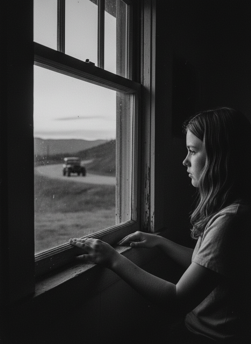 Every evening I watched for his red jeep from my window, and when it appeared on the highway I ran for the door.