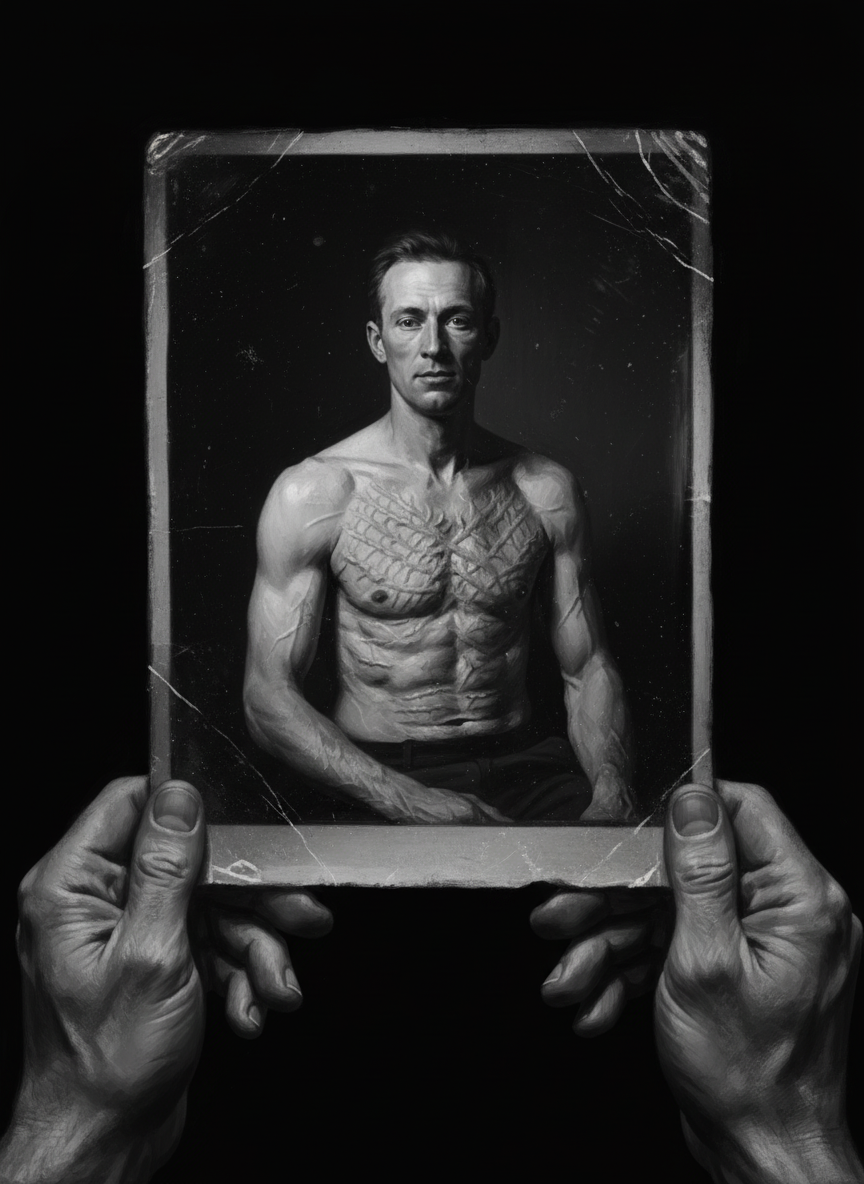 The next image was a photograph, black and white and blurred with age.