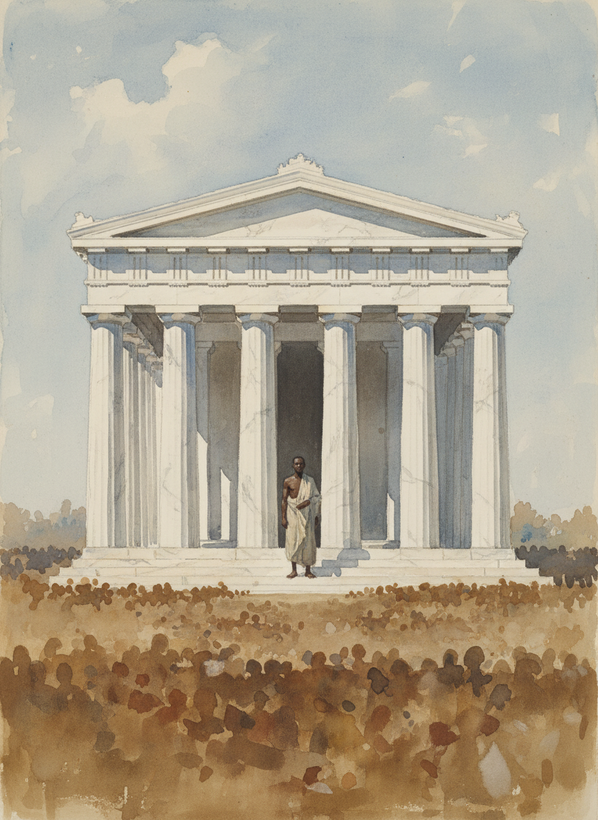 It took several more minutes for me to connect the name with the image on the screen—of a dark-skinned man standing in front of a white marble temple and surrounded by a vast crowd.