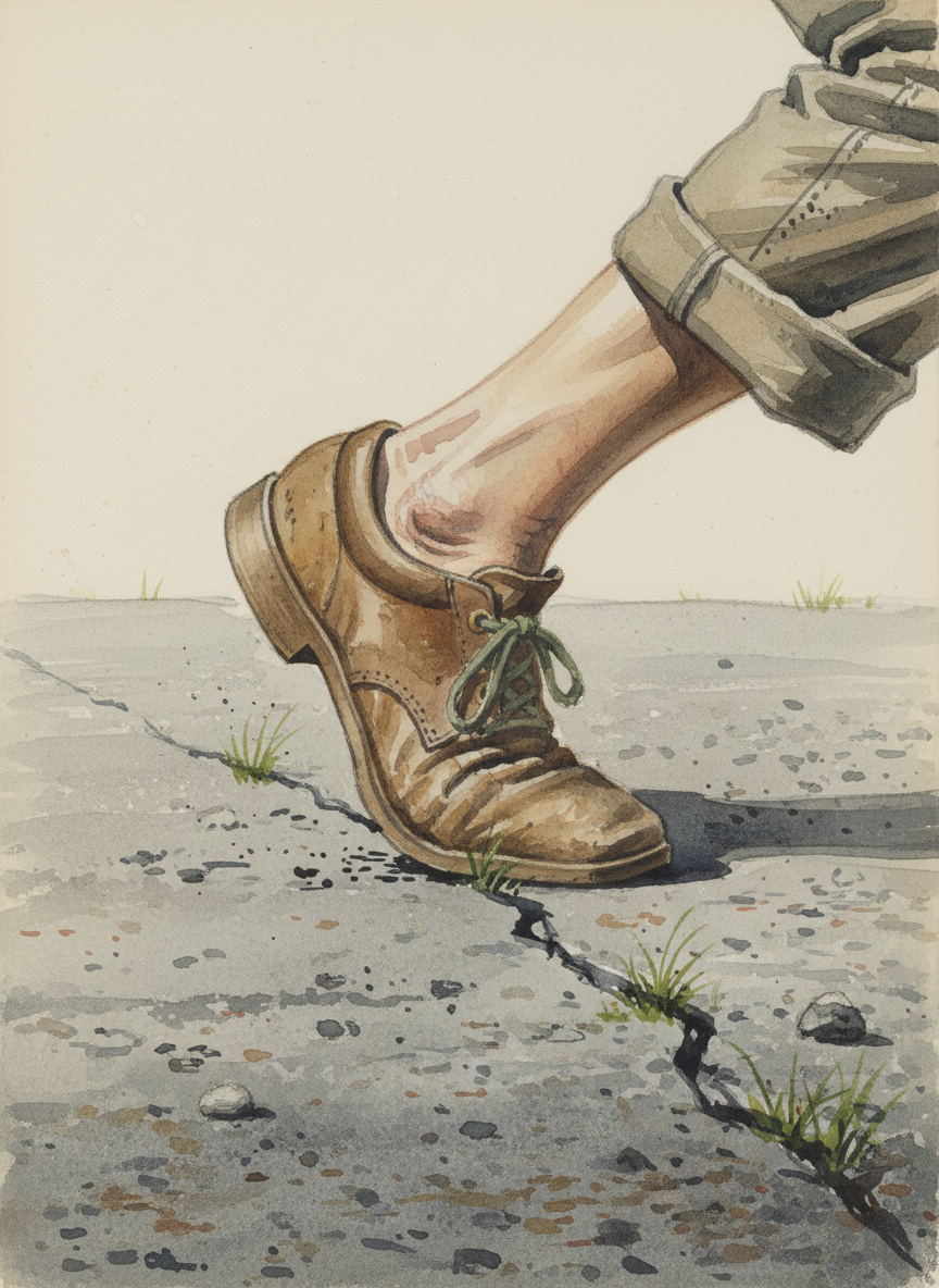 I try to regain my balance, to use the strength in my legs to push back, but when my ankle takes weight, it buckles.