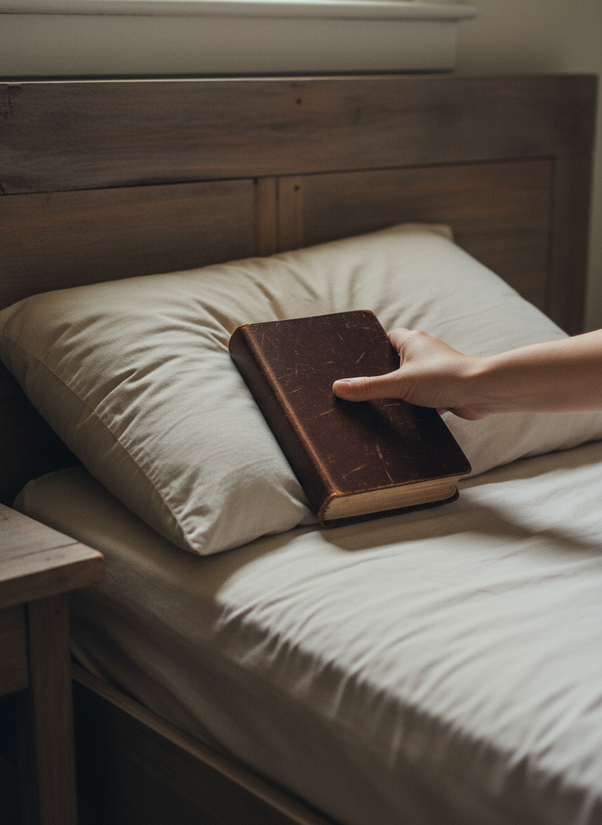 I slide my journal under the pillow.