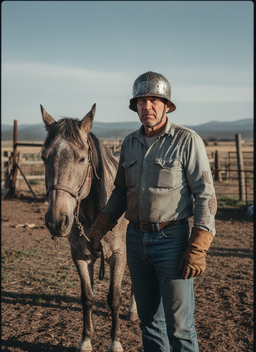 No longer content to read about the brave deeds of others, he had forged himself a helmet and mounted a nag.