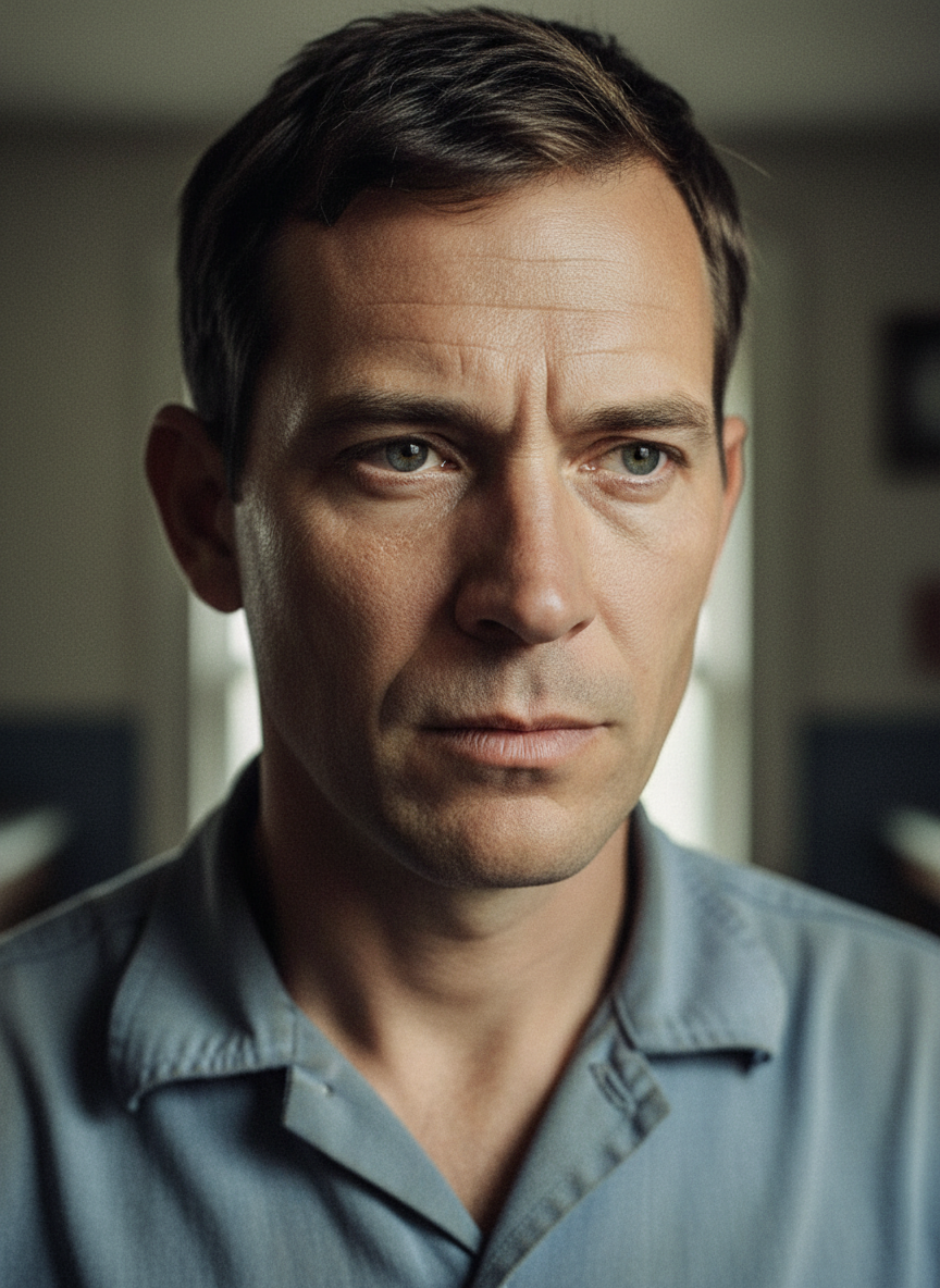 The tense line of his mouth, the narrowing of his eyes.