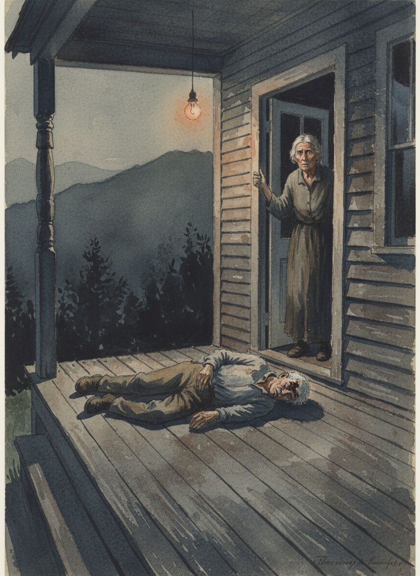 Grandma heard a faint scratching at the door, and when she opened it there was Grandpa, lying in a heap, his brains dripping out of his head.
