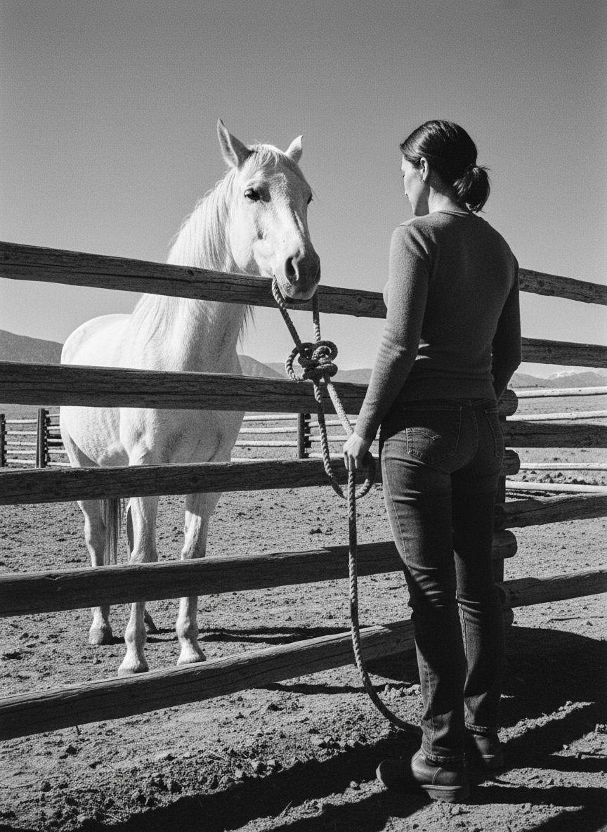 She walked all over the mountain but found her tied to the fence behind the corral, tethered with an intricate knot that nobody used except her father, Lott.