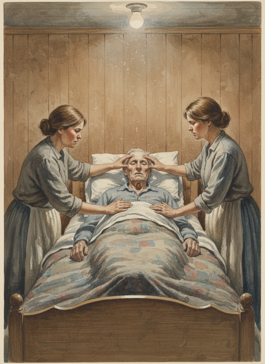 His breathing would slow, then stop, and my mother—and the heavenly host of women who worked for her—would fly about, adjusting chakras and tapping pressure points, anything to coax his brittle lungs to resume their rattle.