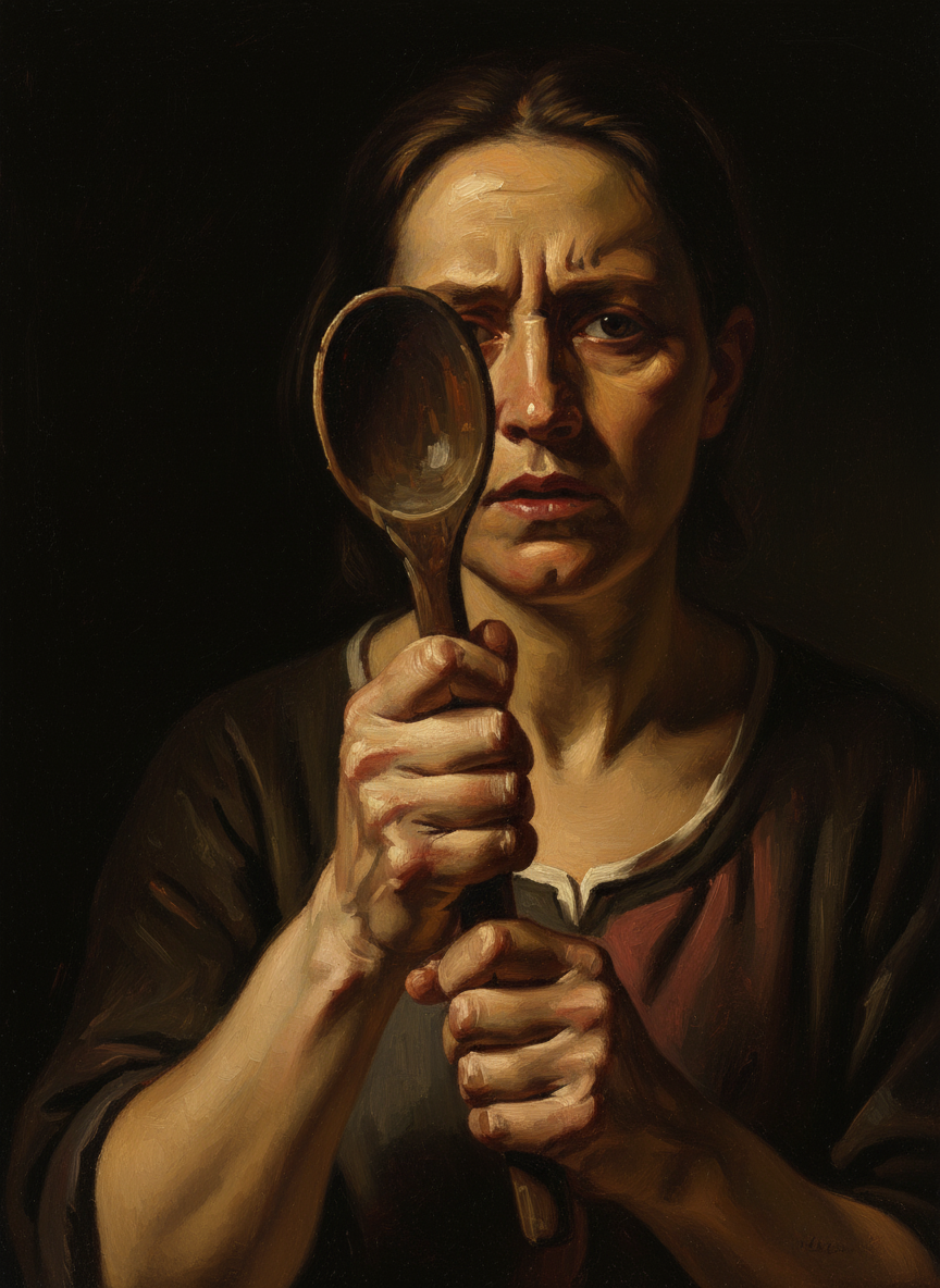I can still picture her gripping the knife, her eyes fixed, focused, but where my father should be, there’s an aperture in my memory.