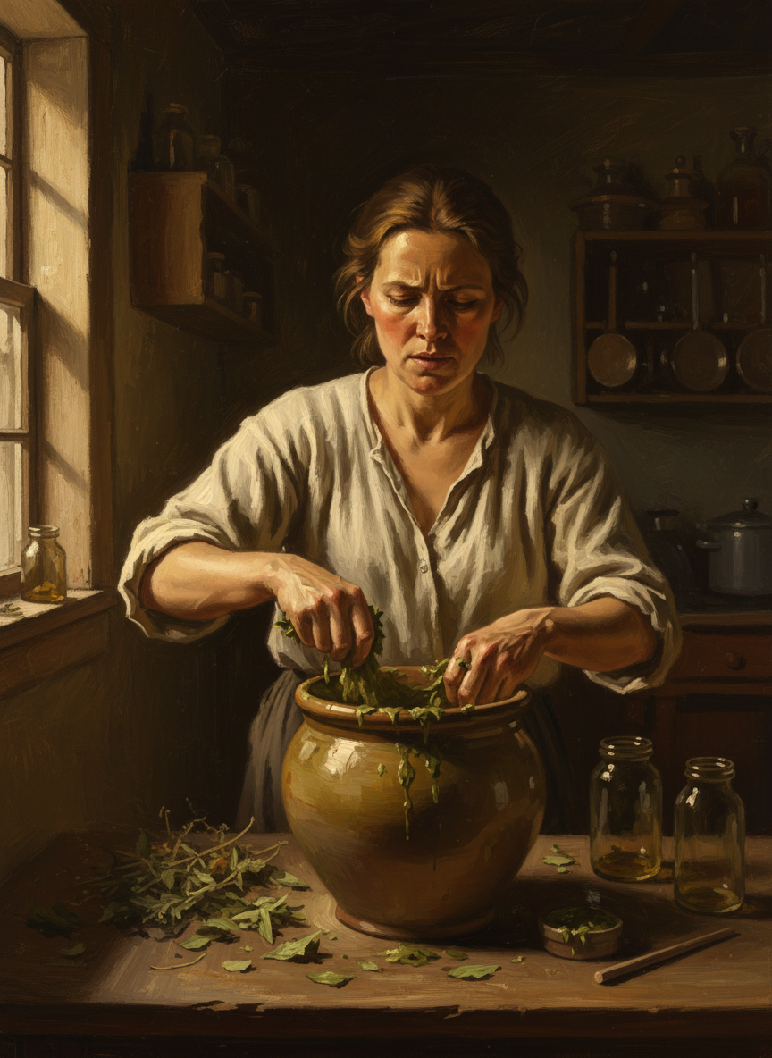 The women who worked for her stopped concocting tinctures and bottling oils and instead made vats of salve—a new recipe, of comfrey, lobelia and plantain, that Mother had concocted specifically for my father.