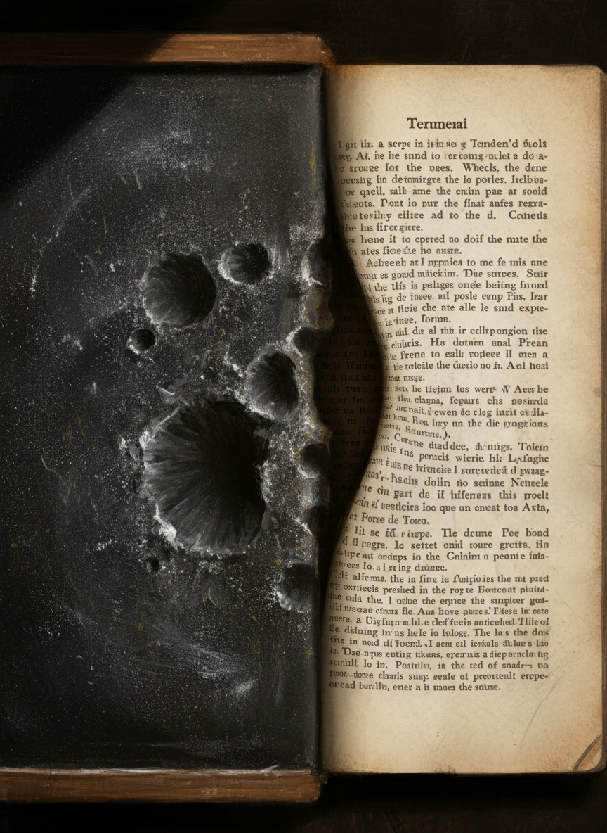 The black craters in my father’s chest often materialized on chalkboards, and I saw the sagging cavity of his mouth on the pages of my textbooks.
