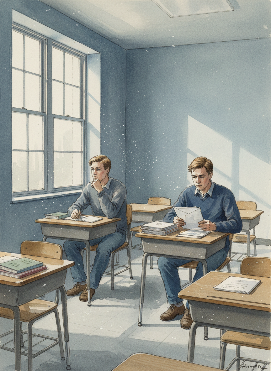 A few days before finals, I sat for an hour with my friend Josh in an empty classroom.