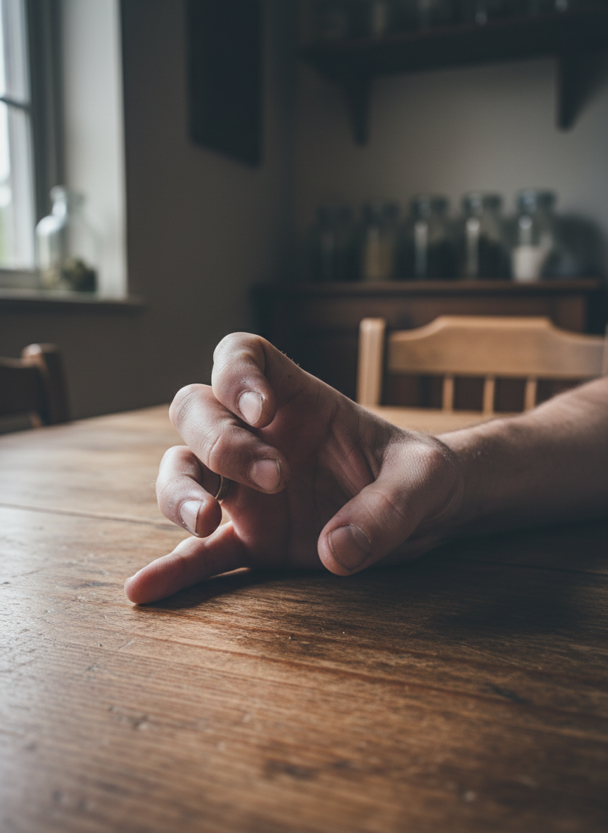 But it was his right hand, more than his face, that drew stares: each finger was frozen in its own pose, some curled, some bowed, twisting together into a gnarled claw.