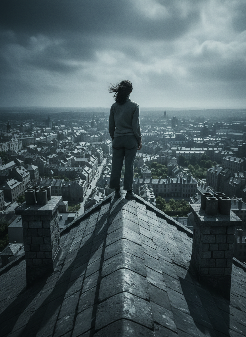 I forgot myself and climbed the slope, then walked along the ridge, letting the wind take me as I stared out at the expanse of crooked streets and stone courtyards.