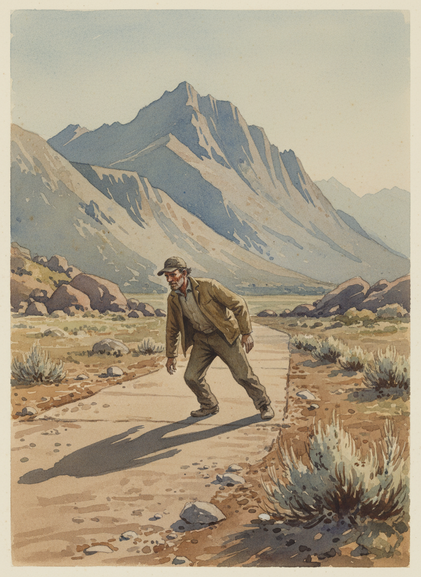 Rather than walk facing forward, he rotated his body and moved sideways, like a