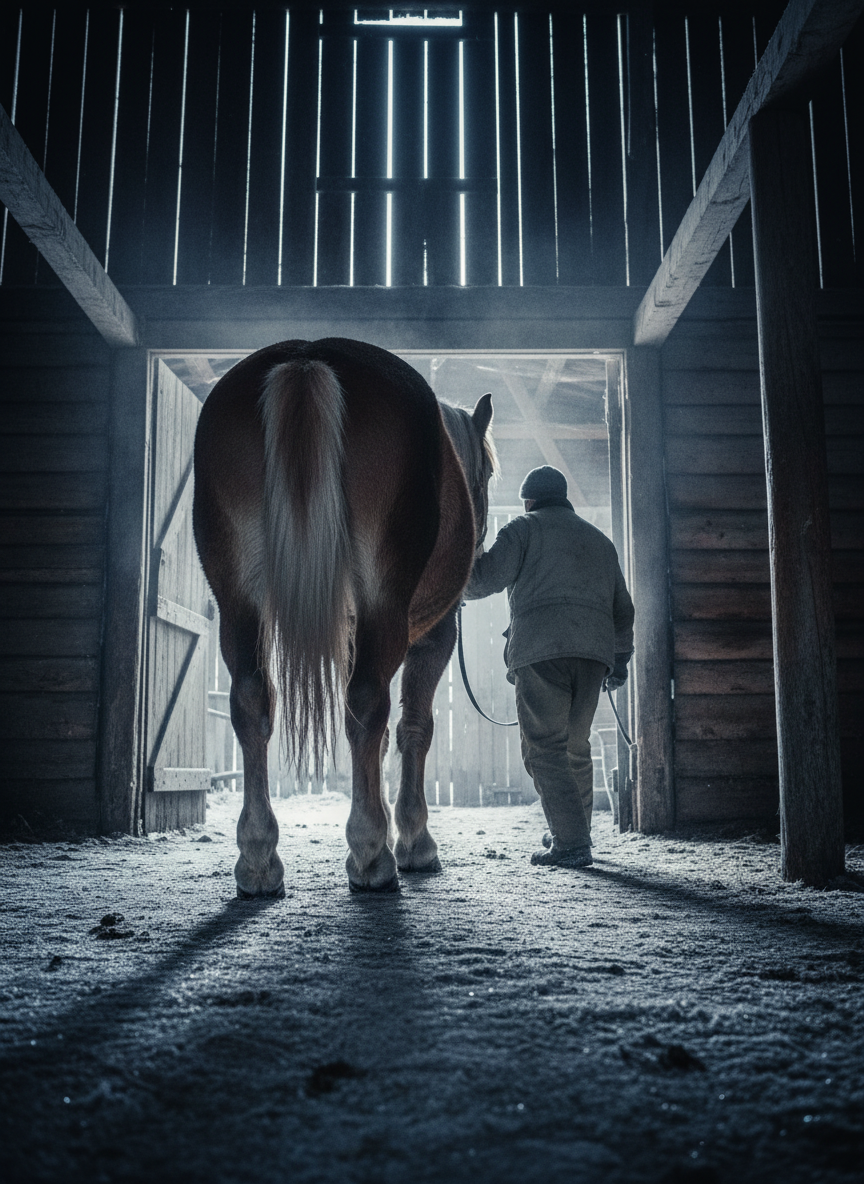 We put the horses away, knowing that if they worked up a sweat, it would turn to ice on their backs.