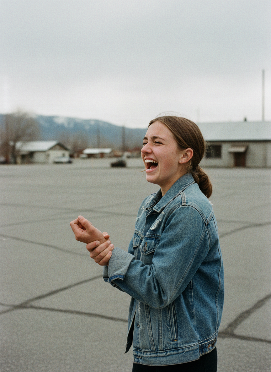 I imagined myself in Emily’s place, which was easy to do—I couldn’t stop myself from doing it—and in a moment I was in a parking lot, laughing my high-pitched cackle, trying to convince the world that my wrist wasn’t breaking.
