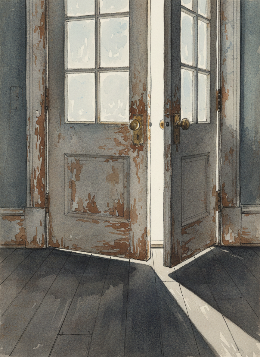 The French doors my father had installed squawked as they opened.