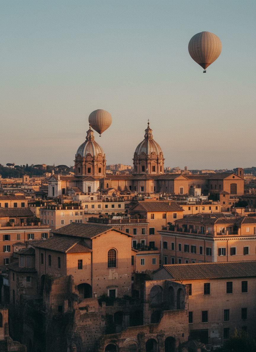 Byzantine domes hovered over the city like rising balloons.