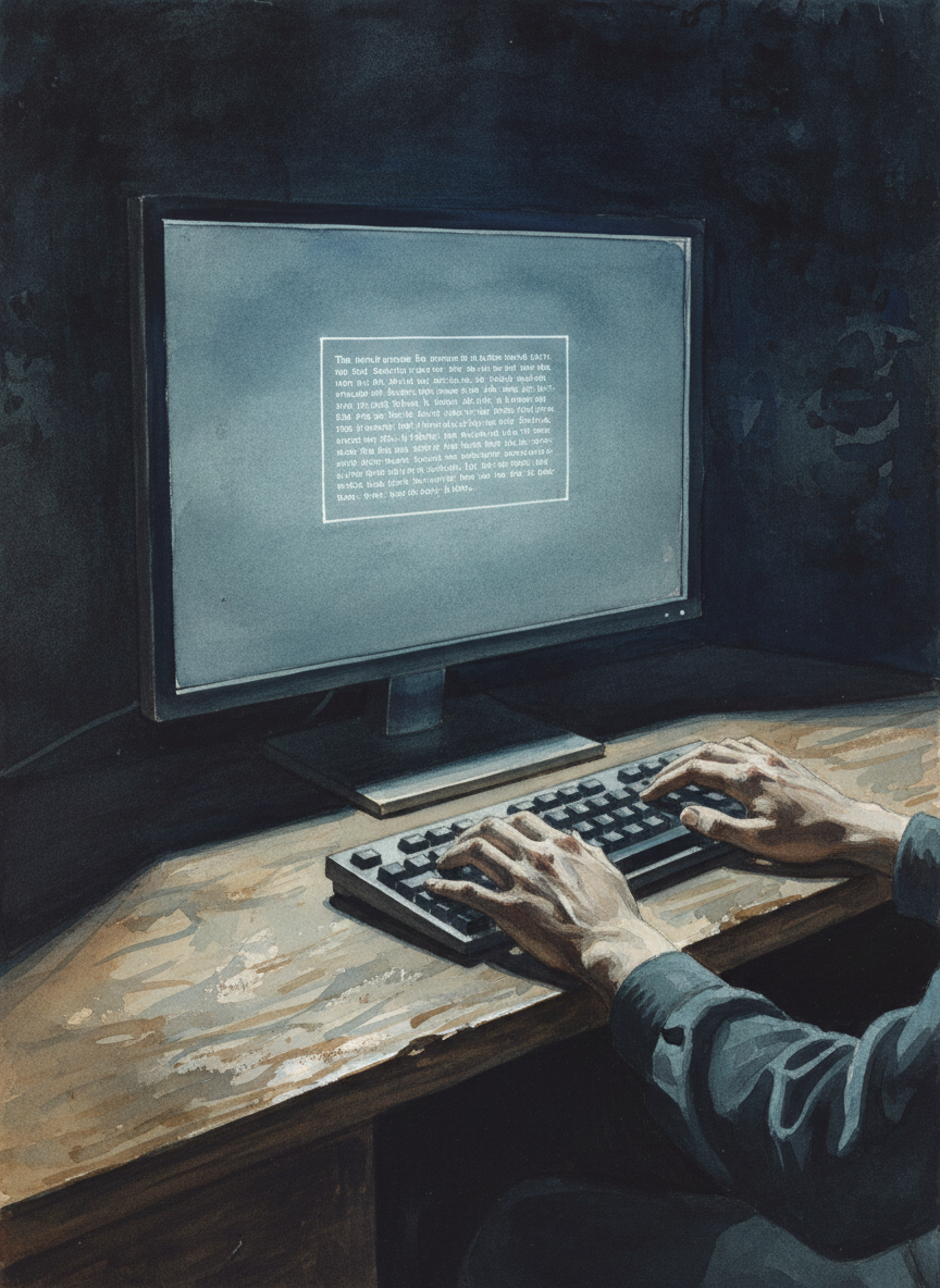 The words on the screen were small, confined to a tiny text box in the corner of the browser, but somehow they seemed to swallow the room.