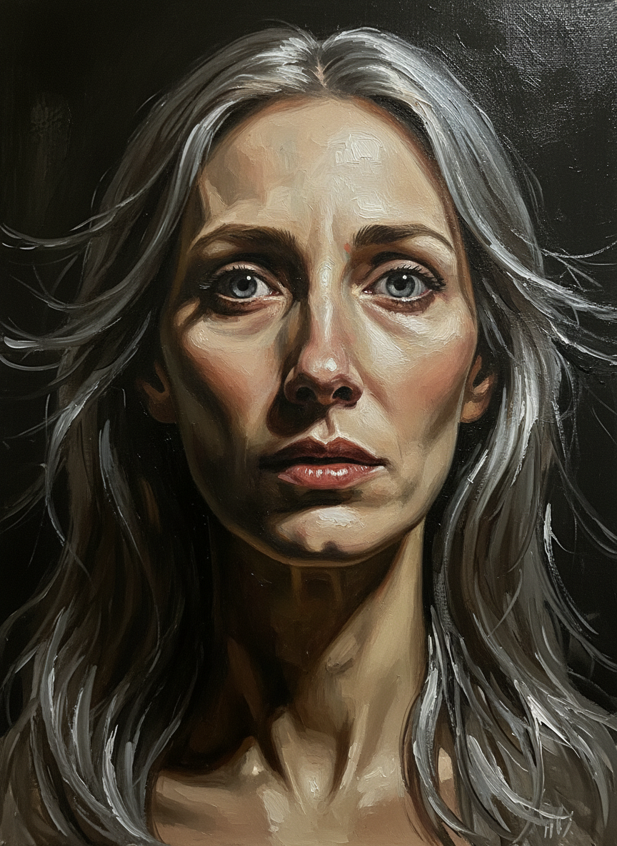 Then the image changed, her body thinning, elongating, her hair flowing, long and silver.