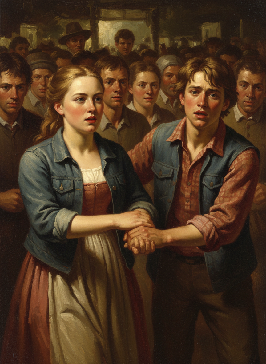 I grasped his hand and pulled him behind me, cutting a path through the strangers.