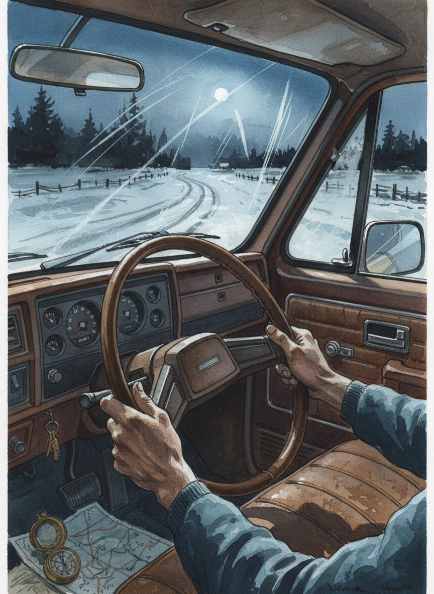 We were nearly home, only a mile from Buck’s Peak, when Shawn cranked the wheel and the car skidded on the ice.