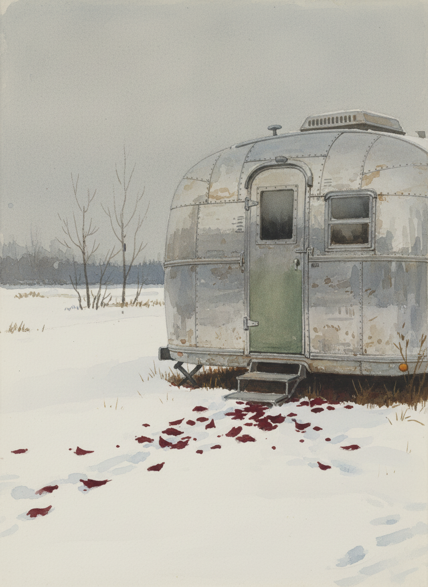 A few feet from the trailer, near the door, the snow was stained with blood.