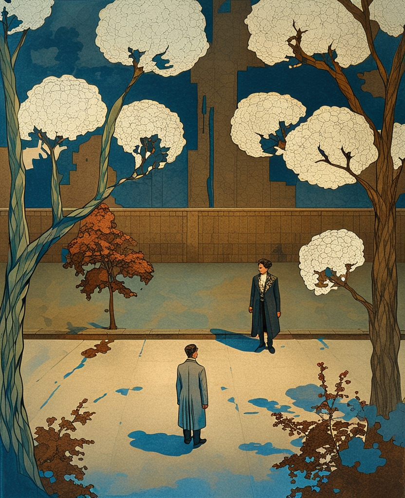 A man was talking to Black from the trees in the empty yard on the far side of the street.